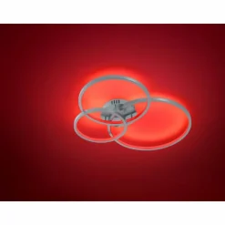 Luminaires Trio Plafonnier Trio Aaron LED Nickel mat, 1 lumière, Télécommandes, Changeur de couleurs