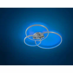 Luminaires Trio Plafonnier Trio Aaron LED Nickel mat, 1 lumière, Télécommandes, Changeur de couleurs