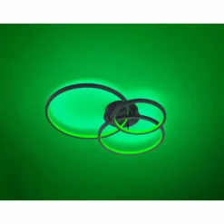 Luminaires Trio Plafonnier Trio Aaron LED Anthracite, 1 lumière, Télécommandes, Changeur de couleurs