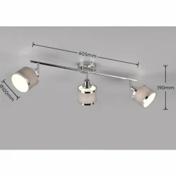 Lampes En Tissu-Luminaires Trio Plafonnier Trio AROSA Chrome, 3 lumières