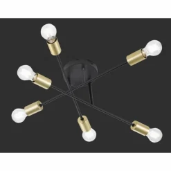 Luminaires Trio Plafonnier Trio CROSS Noir, 6 lumières* Plafonniers