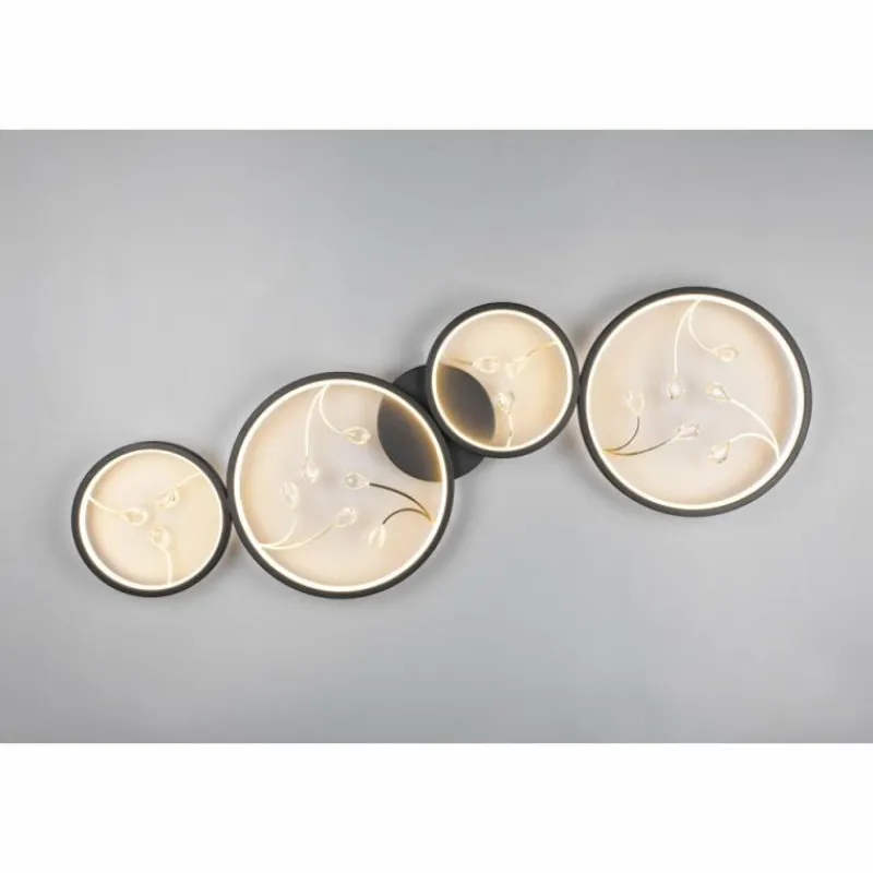 Luminaires Trio Plafonnier Trio Groovy LED Noir, 1 lumière* Éclairage Led