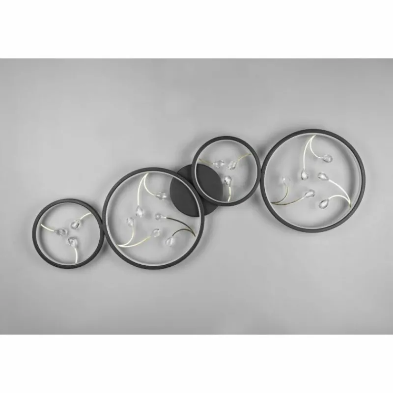 Luminaires Trio Plafonnier Trio Groovy LED Noir, 1 lumière* Éclairage Led
