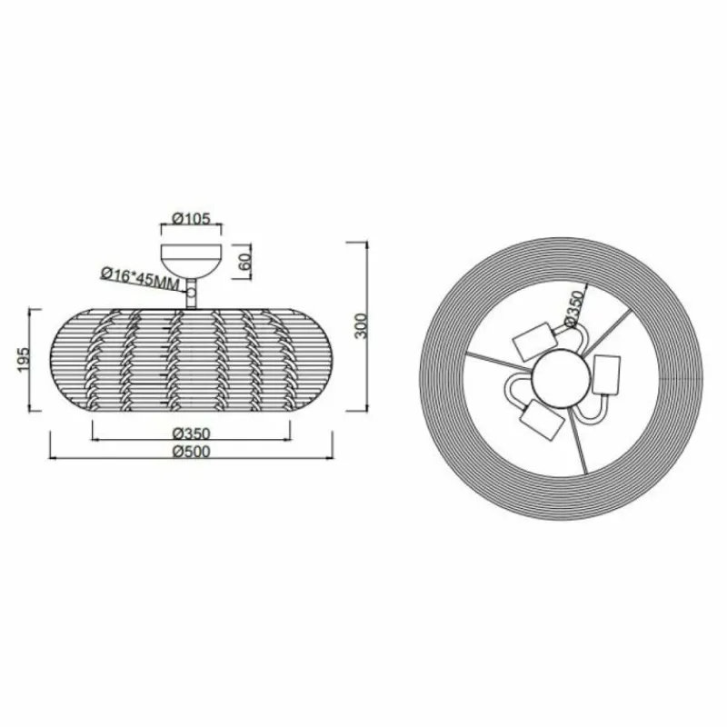 Lampes En Bois-Luminaires Trio Plafonnier Trio Inga Écru, 3 lumières