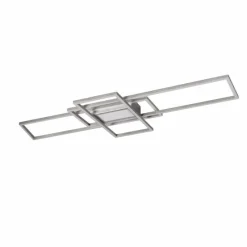 Lampes Industrielles-Luminaires Trio Plafonnier Trio Irvine LED Nickel mat, 1 lumière, Télécommandes
