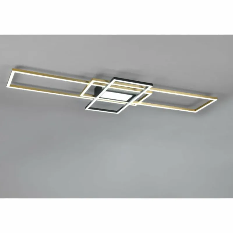 Luminaires Trio Plafonnier Trio Irvine LED Laiton, Noir, 1 lumière, Télécommandes* Éclairage Led