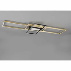 Luminaires Trio Plafonnier Trio Irvine LED Laiton, Noir, 1 lumière, Télécommandes* Éclairage Led