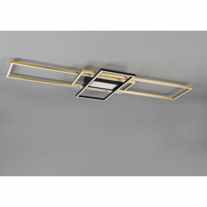 Luminaires Trio Plafonnier Trio Irvine LED Laiton, Noir, 1 lumière, Télécommandes* Éclairage Led