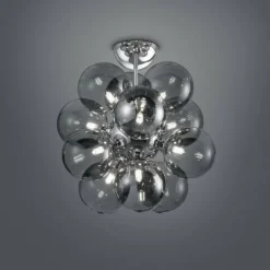 Suspension Verre Fumé-Luminaires Trio Plafonnier Trio Leuchten ALICIA Chrome, 12 lumières