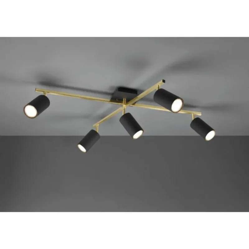 Lampes Dorées-Luminaires Trio Plafonnier Trio MARLEY Noir doré, 5 lumières