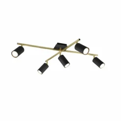 Lampes Dorées-Luminaires Trio Plafonnier Trio MARLEY Noir doré, 5 lumières