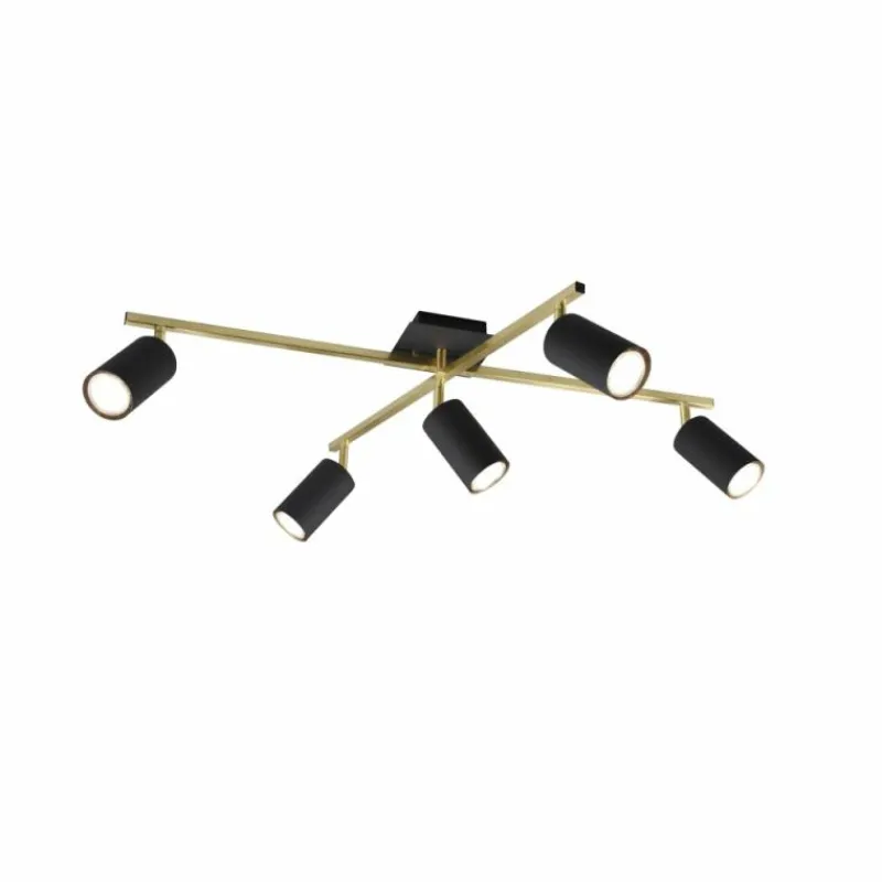 Lampes Dorées-Luminaires Trio Plafonnier Trio MARLEY Noir doré, 5 lumières