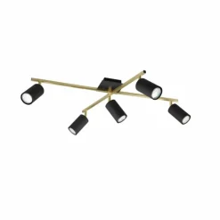 Lampes Dorées-Luminaires Trio Plafonnier Trio MARLEY Noir doré, 5 lumières