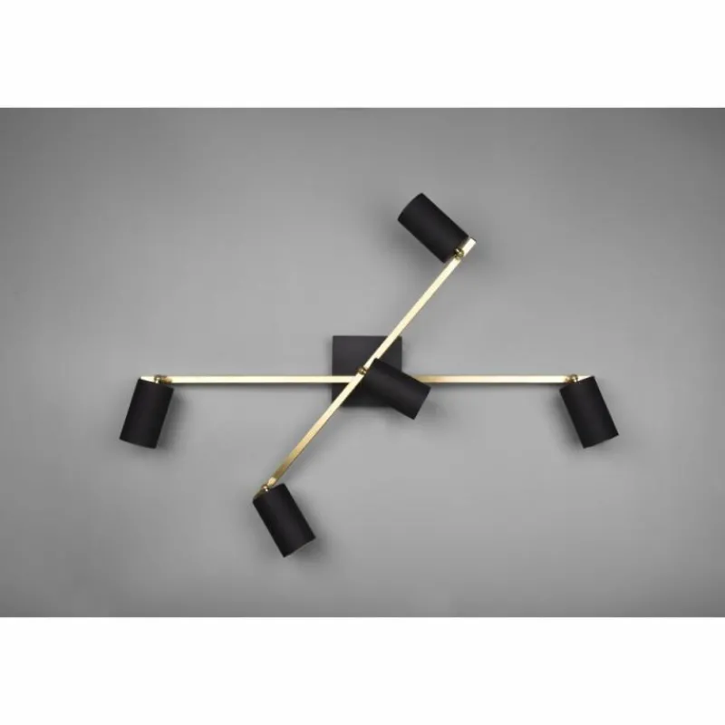 Lampes Dorées-Luminaires Trio Plafonnier Trio MARLEY Noir doré, 5 lumières