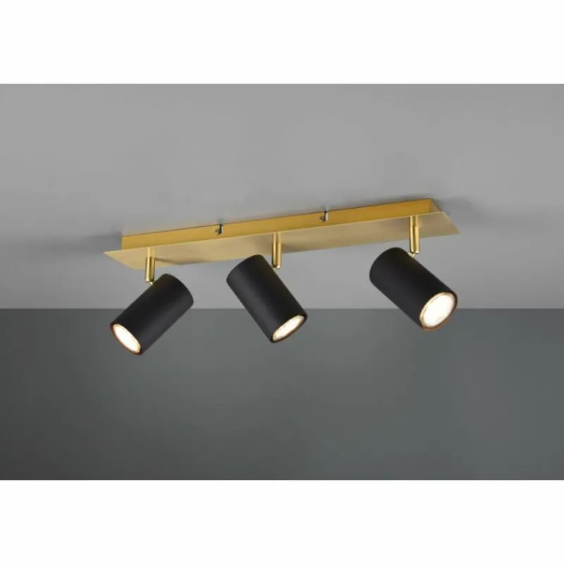 Lampes Dorées-Luminaires Trio Plafonnier Trio MARLEY Noir doré, 3 lumières
