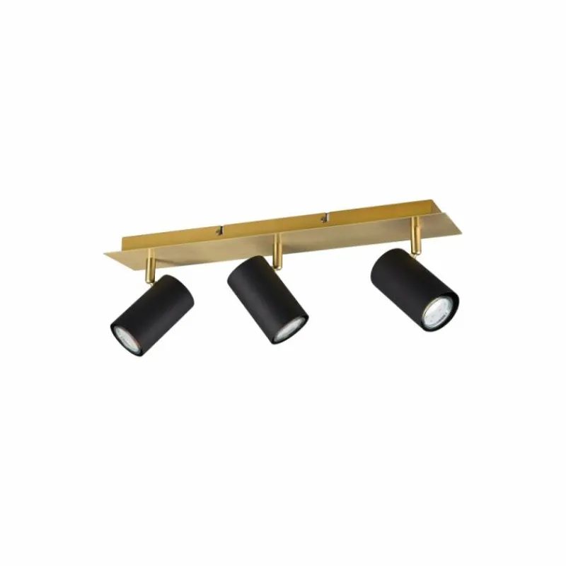 Lampes Dorées-Luminaires Trio Plafonnier Trio MARLEY Noir doré, 3 lumières