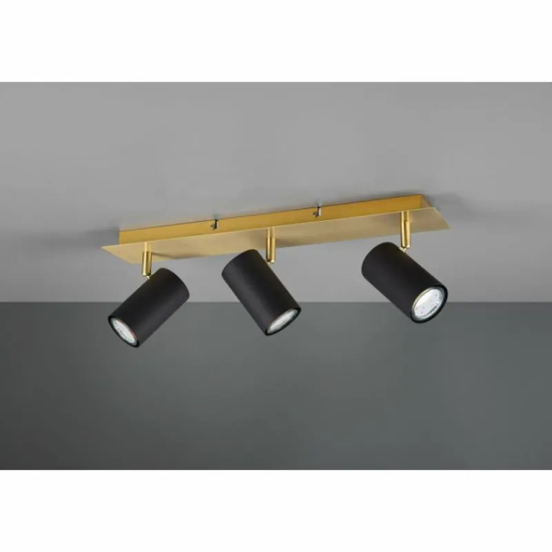 Lampes Dorées-Luminaires Trio Plafonnier Trio MARLEY Noir doré, 3 lumières