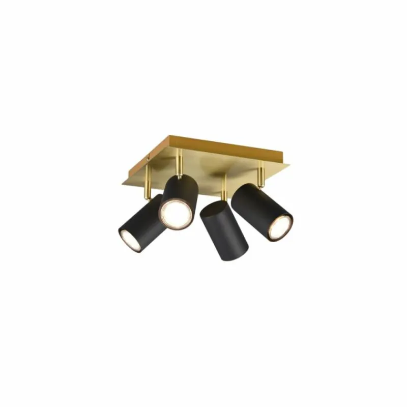 Lampes Dorées-Luminaires Trio Plafonnier Trio MARLEY Noir doré, 4 lumières