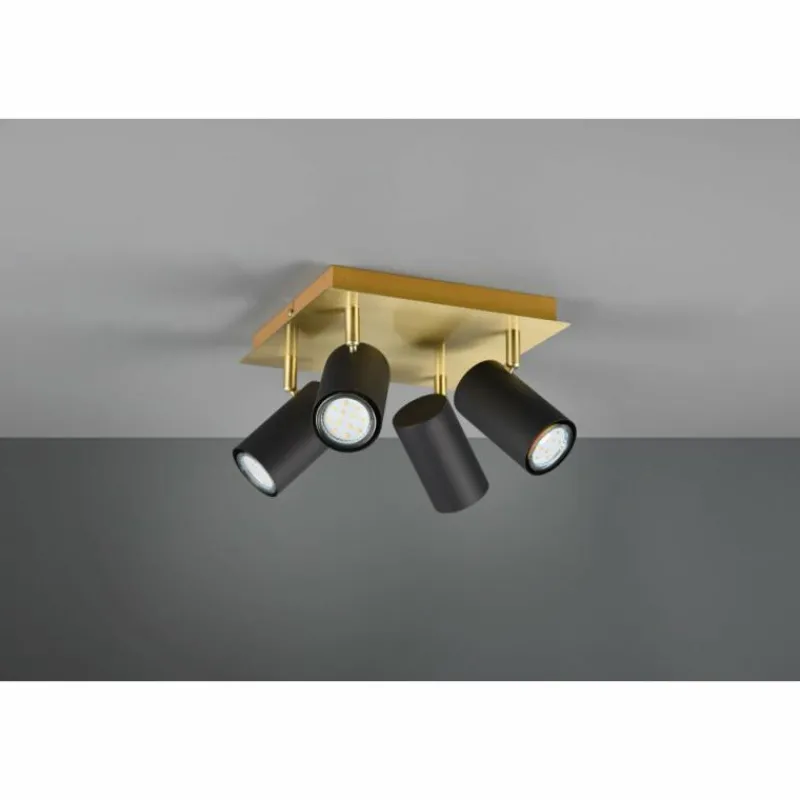 Lampes Dorées-Luminaires Trio Plafonnier Trio MARLEY Noir doré, 4 lumières