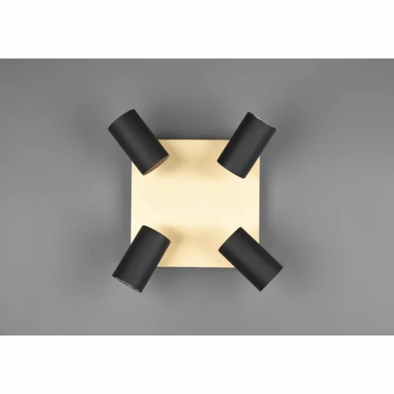 Lampes Dorées-Luminaires Trio Plafonnier Trio MARLEY Noir doré, 4 lumières