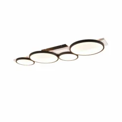 Lampes En Bois-Luminaires Trio Plafonnier Trio Medera LED Noir, Blanc, 1 lumière