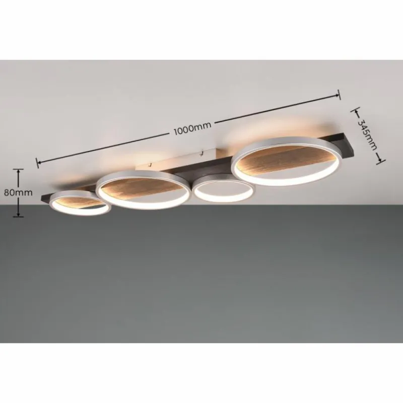 Lampes En Bois-Luminaires Trio Plafonnier Trio Medera LED Noir, Titane, 1 lumière