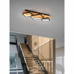 Lampes En Bois-Luminaires Trio Plafonnier Trio Rama LED Écru, Noir, 1 lumière