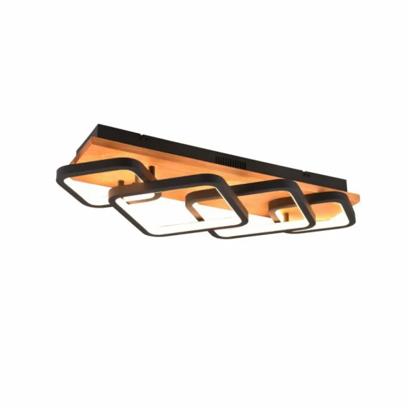 Lampes En Bois-Luminaires Trio Plafonnier Trio Rama LED Écru, Noir, 1 lumière