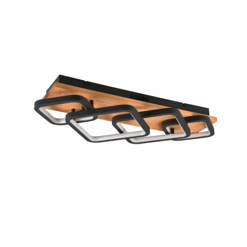 Lampes En Bois-Luminaires Trio Plafonnier Trio Rama LED Écru, Noir, 1 lumière