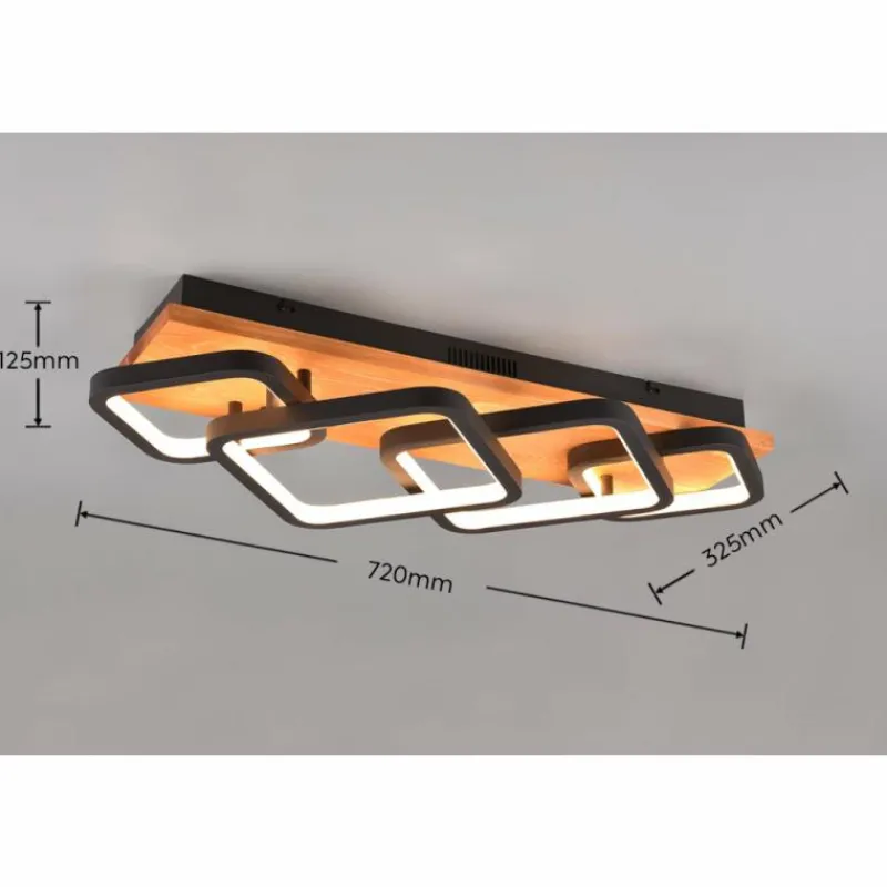 Lampes En Bois-Luminaires Trio Plafonnier Trio Rama LED Écru, Noir, 1 lumière