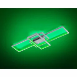 Luminaires Trio Plafonnier Trio THIAGO LED Nickel mat, 1 lumière, Télécommandes, Changeur de couleurs