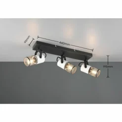 Luminaires Trio Plafonnier Trio TOSH Noir, 3 lumières* Spots Et Projecteurs