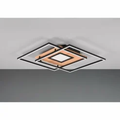 Lampes En Bois-Luminaires Trio Plafonnier Trio Via LED Couleur bois, Noir, 1 lumière, Télécommandes