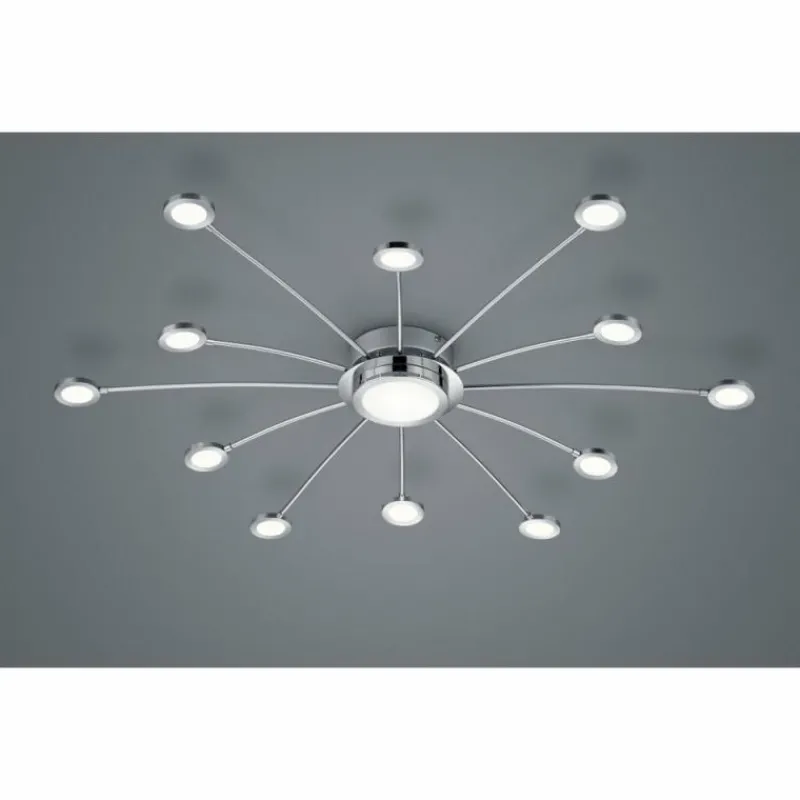 Luminaires Trio Plafonnier Trio-Leuchten Bodrum LED Chrome, 12 lumières, Télécommandes* Éclairage Led