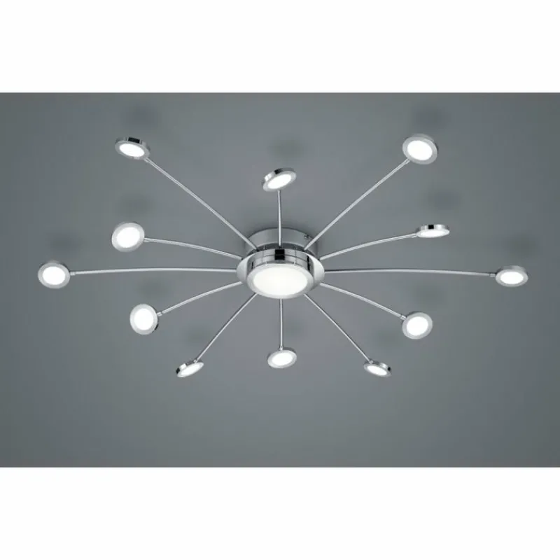 Luminaires Trio Plafonnier Trio-Leuchten Bodrum LED Chrome, 12 lumières, Télécommandes* Éclairage Led