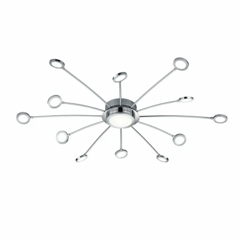 Luminaires Trio Plafonnier Trio-Leuchten Bodrum LED Chrome, 12 lumières, Télécommandes* Éclairage Led