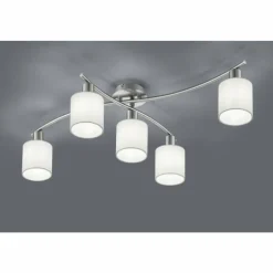 Lampes En Tissu-Luminaires Trio Plafonnier Trio-Leuchten Garda Nickel mat, 5 lumières