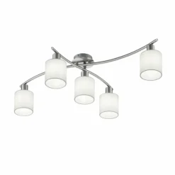 Lampes En Tissu-Luminaires Trio Plafonnier Trio-Leuchten Garda Nickel mat, 5 lumières