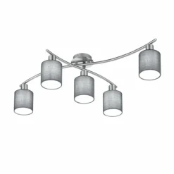 Lampes En Tissu-Luminaires Trio Plafonnier Trio-Leuchten Garda Nickel mat, 5 lumières