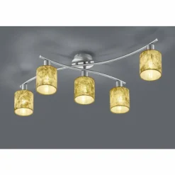 Lampes En Tissu-Luminaires Trio Plafonnier Trio-Leuchten Garda Nickel mat, 5 lumières