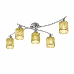Lampes En Tissu-Luminaires Trio Plafonnier Trio-Leuchten Garda Nickel mat, 5 lumières