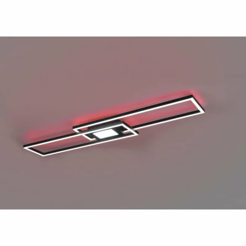 Luminaires Trio Plafonnier Trio-Leuchten Ganado LED Noir, 2 lumières, Télécommandes, Changeur de couleurs* Éclairage Led