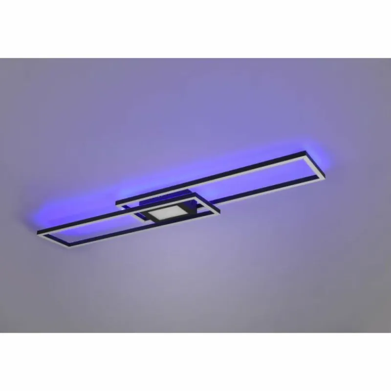 Luminaires Trio Plafonnier Trio-Leuchten Ganado LED Noir, 2 lumières, Télécommandes, Changeur de couleurs* Éclairage Led