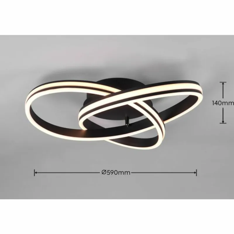 Luminaires Trio Plafonnier Trio-Leuchten Yara LED Noir, 1 lumière* Éclairage Led