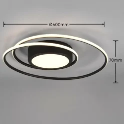 Luminaires Trio Plafonnier Trio-Leuchten Yava LED Noir, 1 lumière, Télécommandes* Éclairage Led