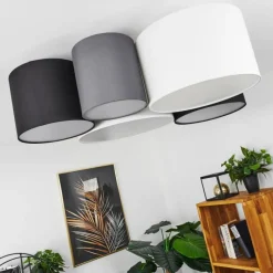 hofstein Plafonnier Trisett Gris, Noir, Blanc, 5 lumières* Plafonniers