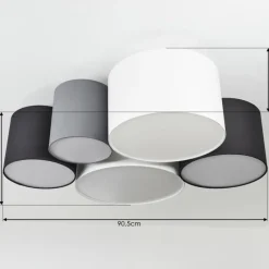 hofstein Plafonnier Trisett Gris, Noir, Blanc, 5 lumières* Plafonniers