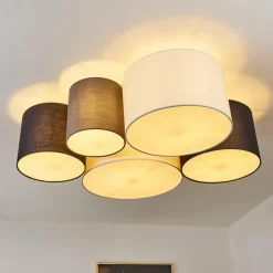 hofstein Plafonnier Trisett Gris, Noir, Blanc, 5 lumières* Plafonniers