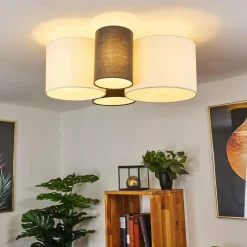 hofstein Plafonnier Trisett Gris, Noir, Blanc, 4 lumières* Plafonniers