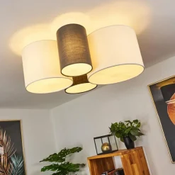 hofstein Plafonnier Trisett Gris, Noir, Blanc, 4 lumières* Plafonniers